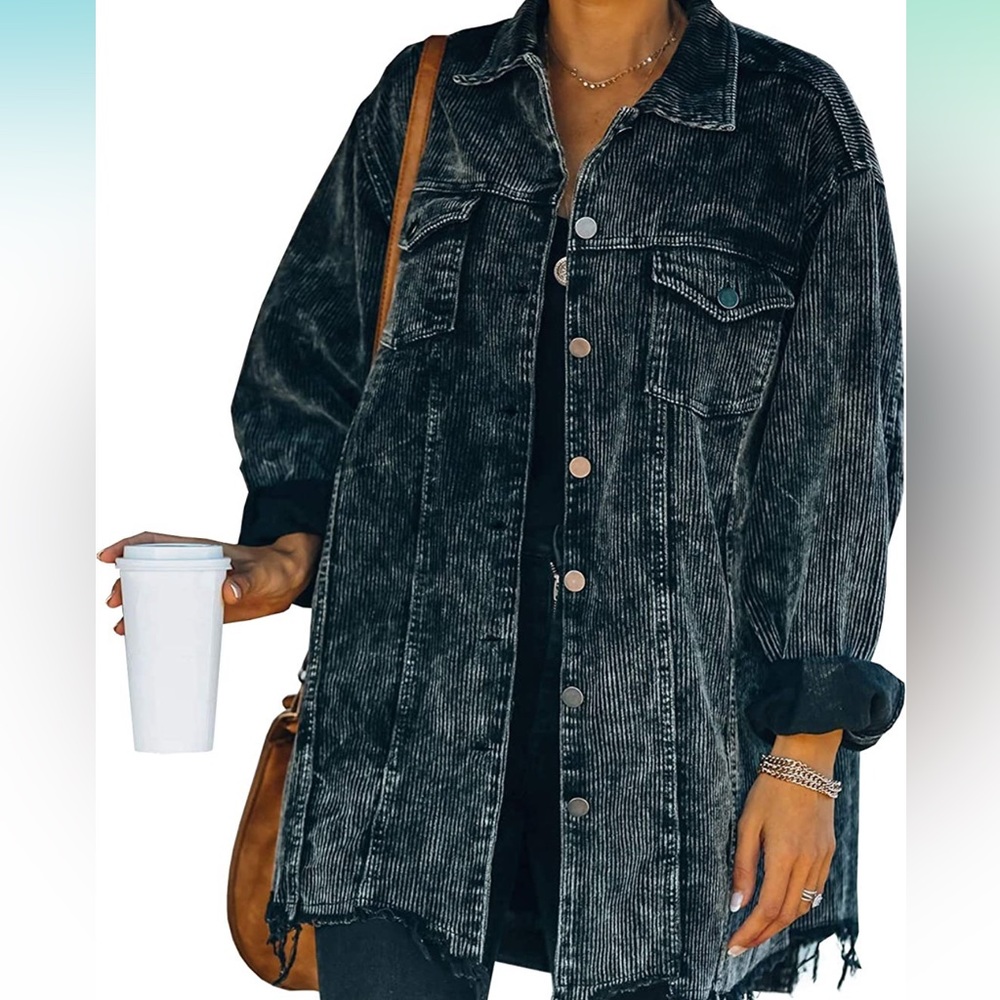 Oversized black courderoy jacket. Brand new with tags.